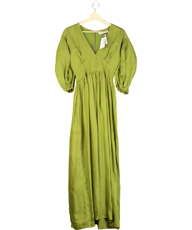 Women's maxi dress free glow -Faithful The Brand Green Clemente Linen Maxi Dress UK XS