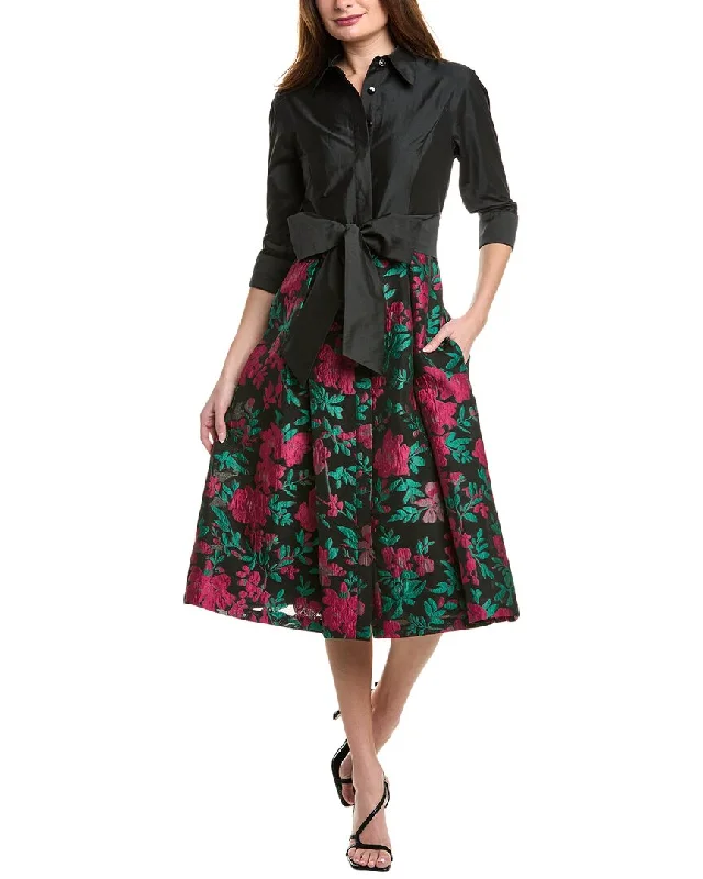 Women's shirt dress net chic -Teri Jon by Rickie Freeman Jacquard Skirt Shirtdress