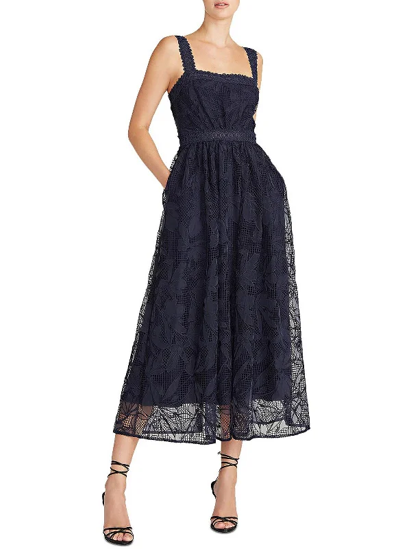 ladies-flared-dress-eco-essence-Womens Lace Midi Fit & Flare Dress