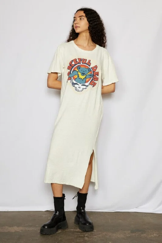 Women's maxi dress bead glow -Grateful Dead Bear Maxi Dress