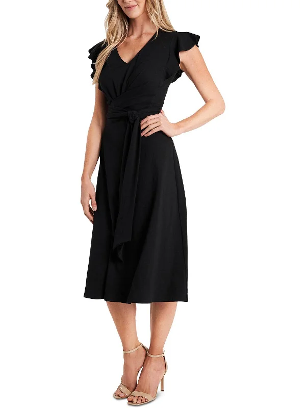 ladies-midi-dress-relaxed-ripple-Womens Casual Midi Sheath Dress