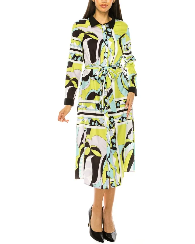 Women's shirt dress part glow -YAL New York Printed Shirt Dress