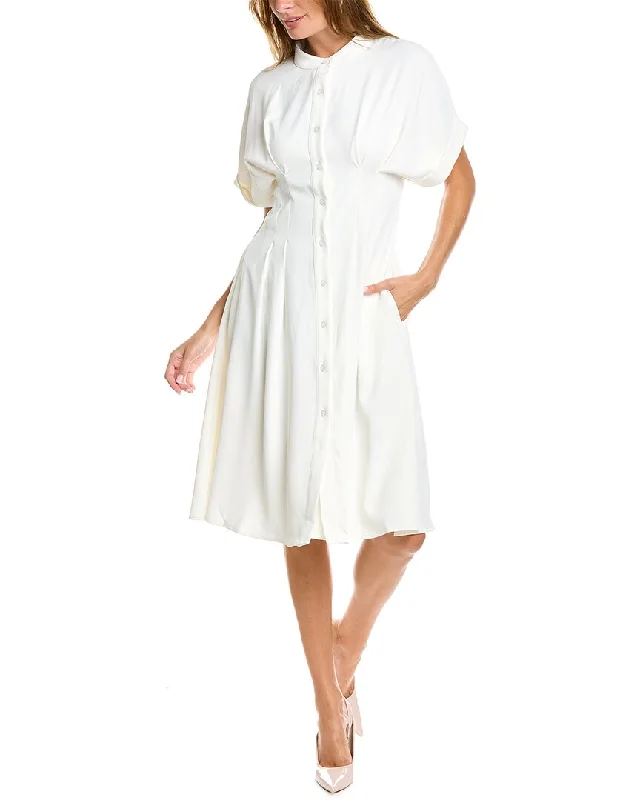 Women's shirt dress shy flair -Gracia Pleated Shirtdress