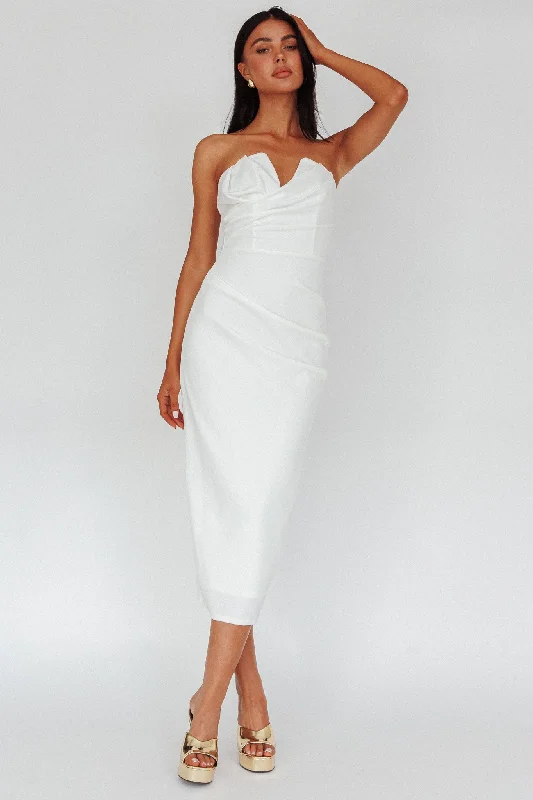 ladies-midi-dress-bright-breeze-Hartly Strapless V-Neck Midi Dress Off White