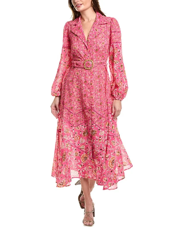 Women's shirt dress line flair -Hemant & Nandita Belted Shirtdress