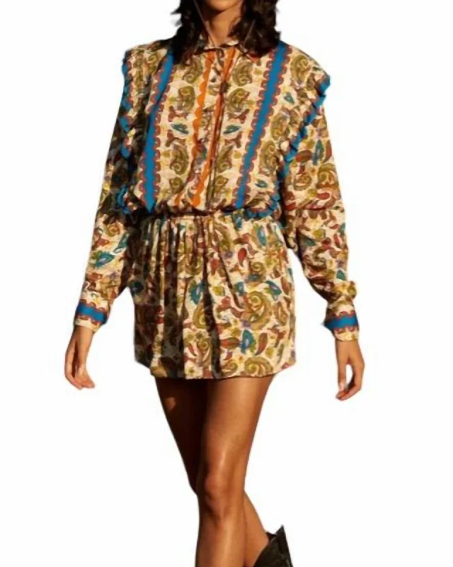 Women's mini dress snag pop -Lais Mini Dress in Paisley Cream | Paisley Cream