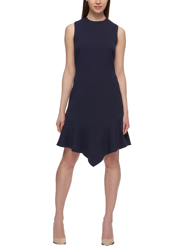 ladies-flared-dress-ecru-essence-Womens Tiered Above Knee Fit & Flare Dress