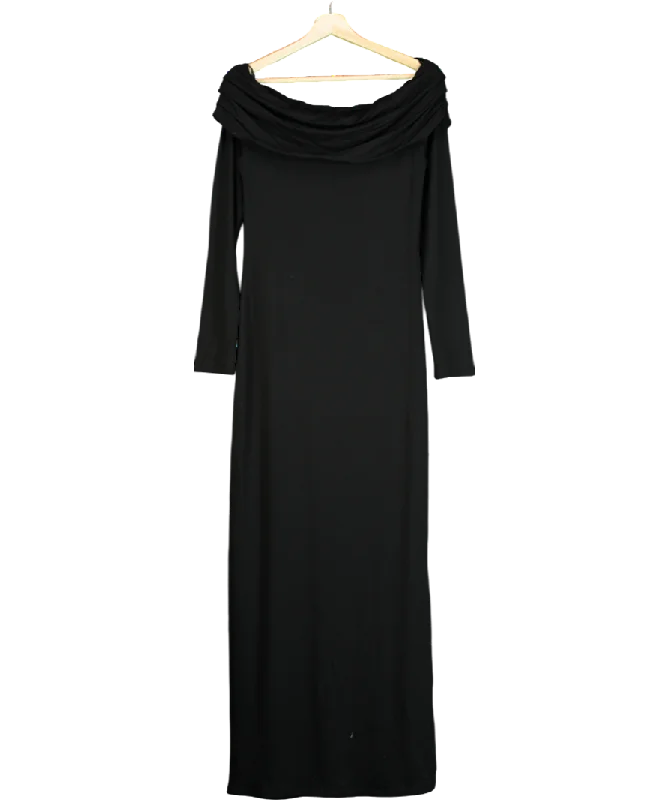 Women's maxi dress deal chic -Anthropologie Black Off-the-shoulder Jersey Maxi Dress UK M