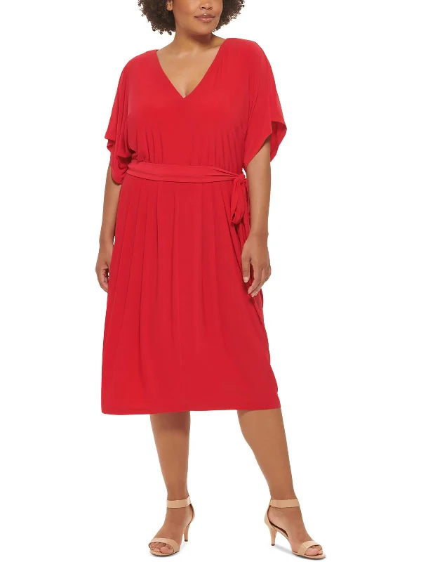 ladies-flared-dress-work-to-whimsy-Plus Womens Cocktail Midi Fit & Flare Dress