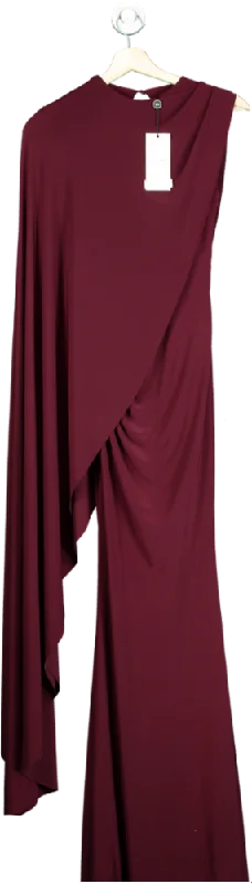 Women's maxi dress free glow -Club L London Burgundy One-Sleeve Cape Maxi Dress UK 4