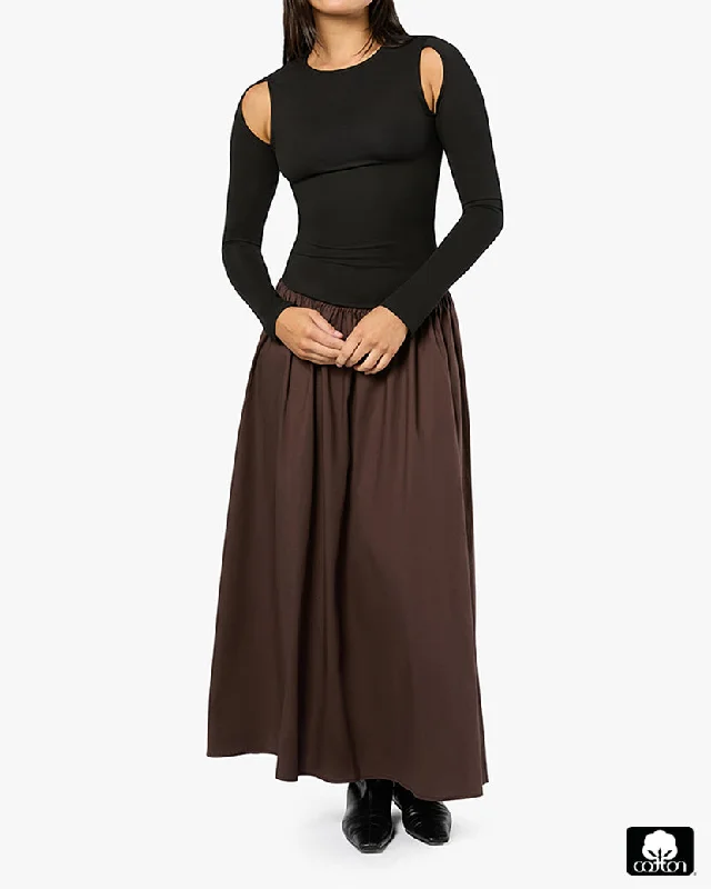 Women's maxi dress hip flair -Drop Waist Maxi Dress