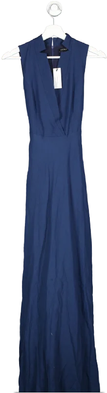 Women's maxi dress talk glow -Karen Millen Blue Linen Wrap Tie Waisted Maxi Dress UK 4