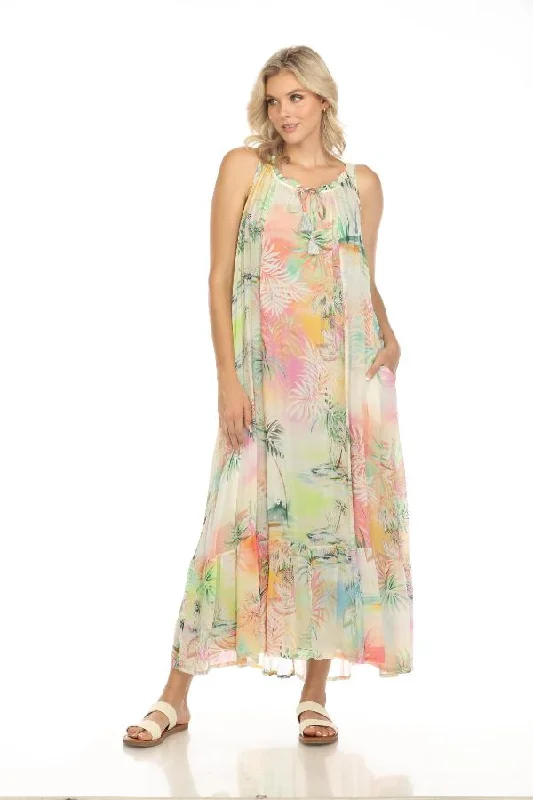 Women's maxi dress rise flair -Johnny Was Bobbie Tropical Print Maxi Dress C33424A5 Boho Chic