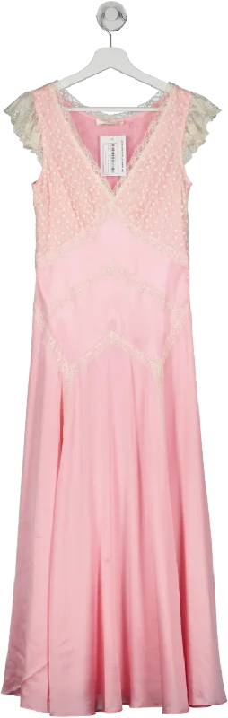 Women's maxi dress net glow -Love Shack Fancy Pink Provencia Silk Maxi Dress UK 4