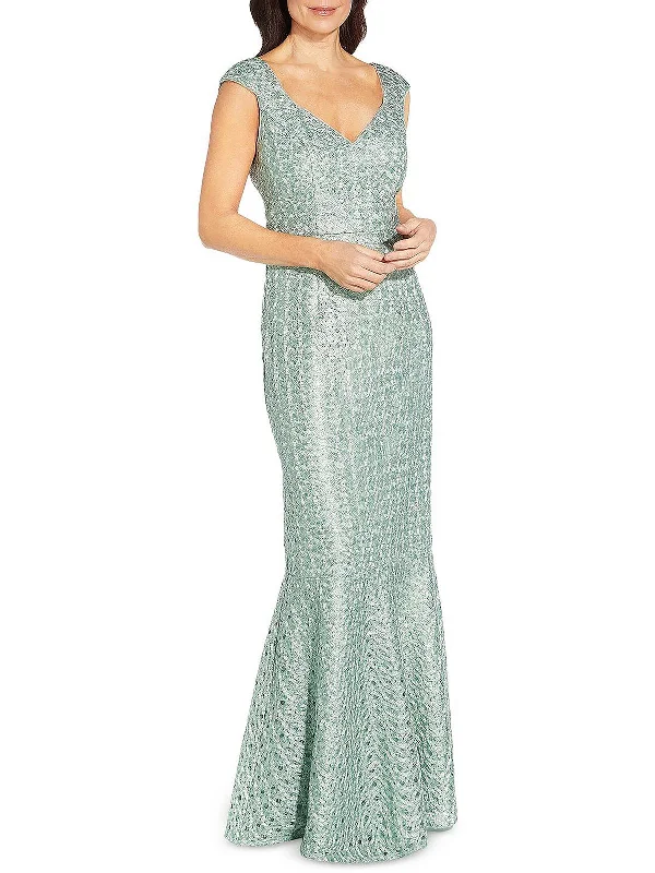 Women's maxi dress fam flair -Womens Woven Maxi Evening Dress