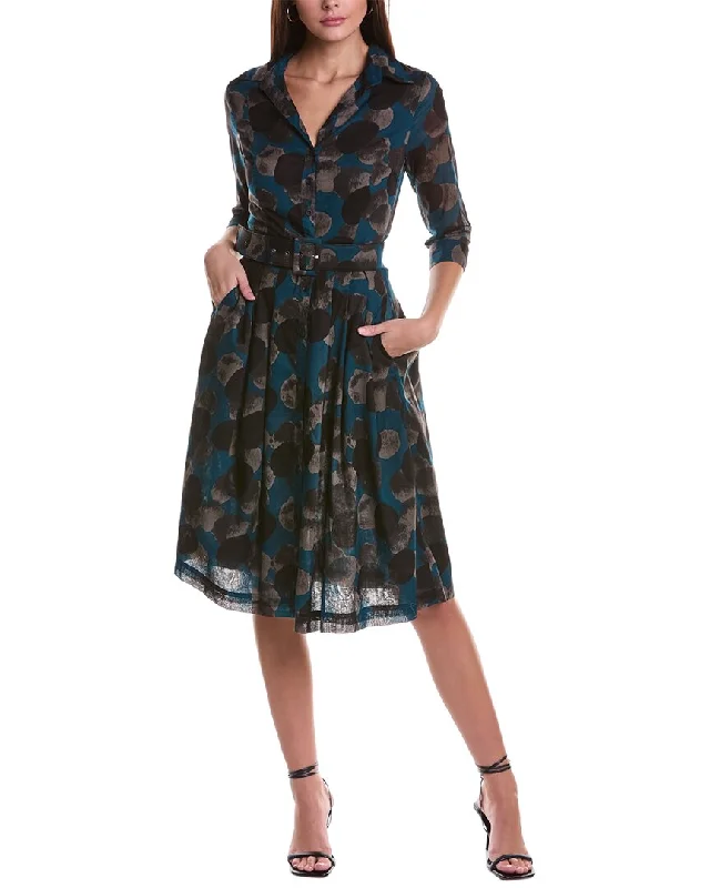 Women's shirt dress sweep chic -Samantha Sung Audrey 3 Silk Shirtdress