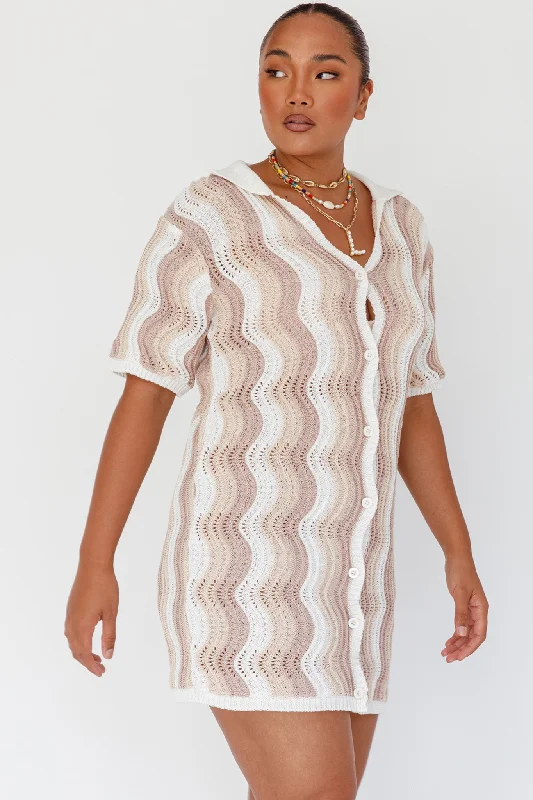 Women's shirt dress lane pop -Glennon Crochet Shirt Dress Beige