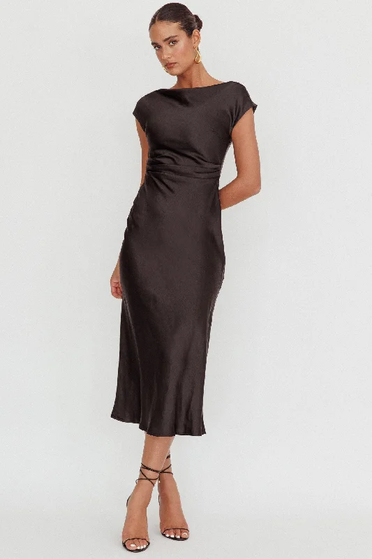 ladies-midi-dress-a-line-aura-Loveland Cap Sleeve Cowl Back Midi Dress Black