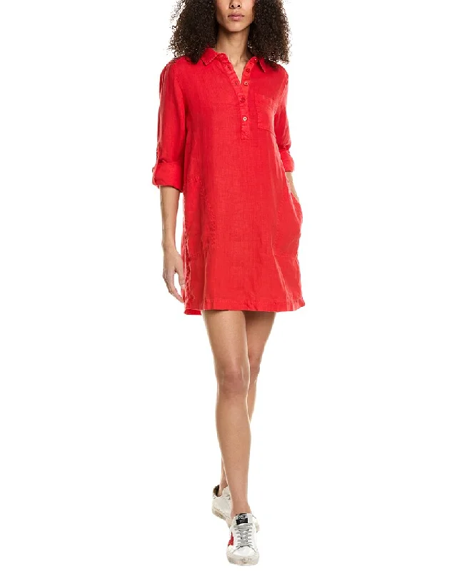 Women's shirt dress twirl chic -Michael Stars Eleanor Utility Linen Shirtdress