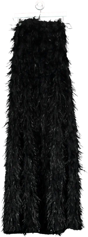 Women's maxi dress ever glow -angelokatsapis Black Strapless Feathered Maxi Dress UK 12