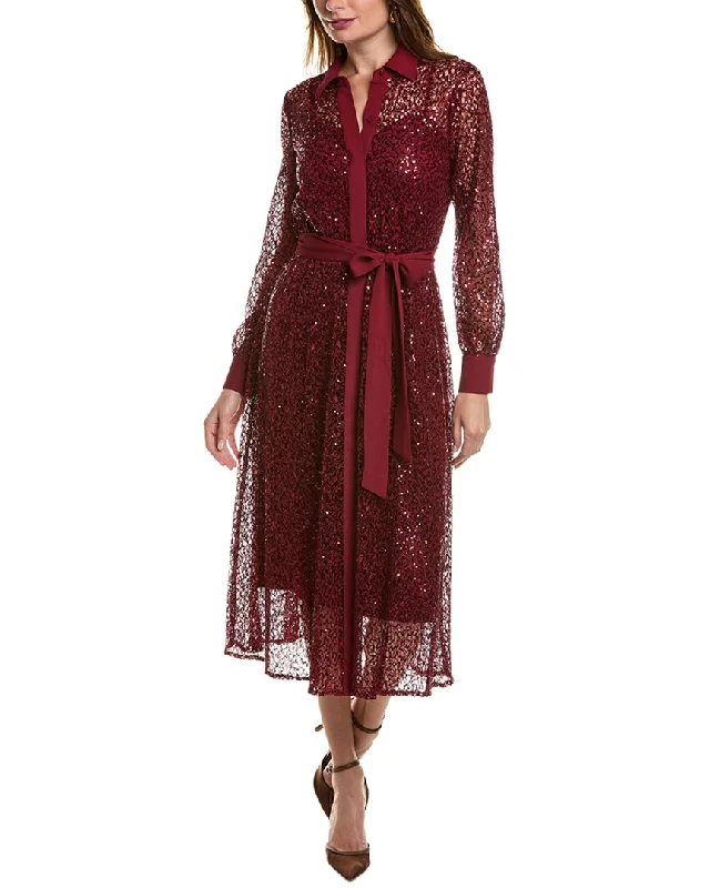 Women's shirt dress dim glow -Anne Klein Sequin Lace Shirtdress