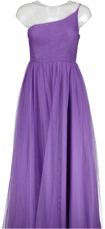 Women's maxi dress cotton pop -JJ 's House Purple One Shoulder Tulle Maxi Dress UK 8