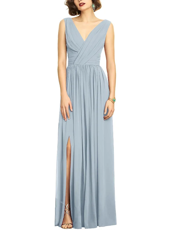 Women's maxi dress day pop -Womens V-Neck Maxi Evening Dress