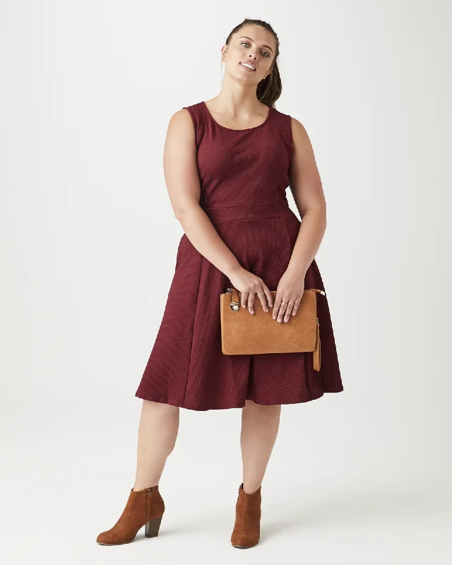 ladies-flared-dress-cut-out-charm-Ortiga Fit and Flare Dress | Burgundy