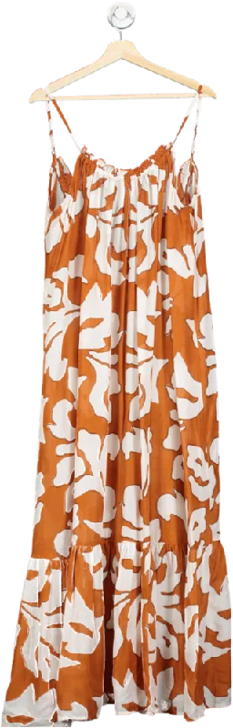 Women's maxi dress pull chic -Anthropologie Orange The Malika Cover-up Maxi Dress UK Size 12