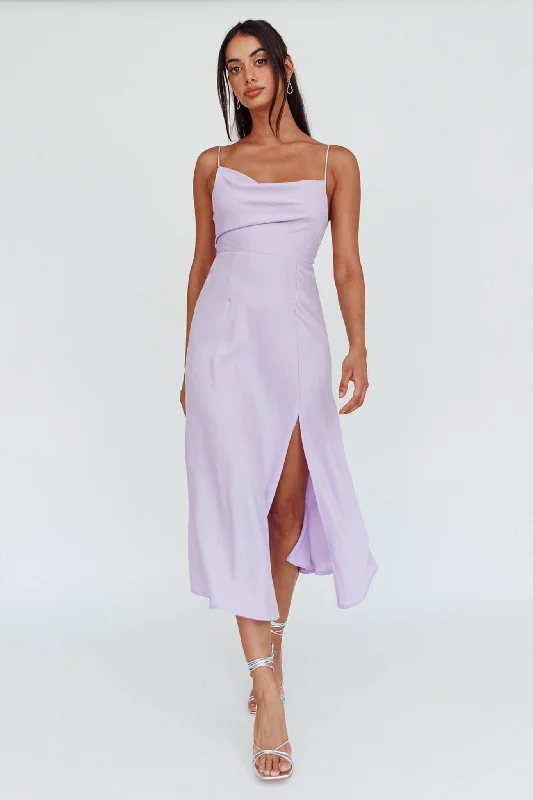 ladies-midi-dress-eco-essence-Suki Front Split Midi Dress Lilac