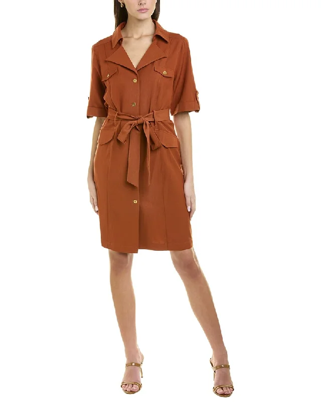 Women's shirt dress net chic -Sharagano Lepore Stretch Sharkskin III Shirtdress