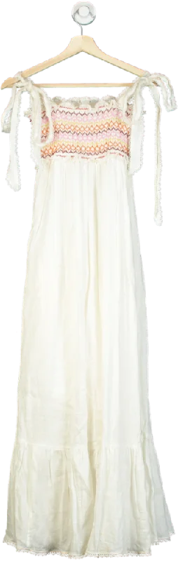 Women's maxi dress easy glow -Zimmermann White linen Lace Trimmed Sleeveless Maxi Dress SZ0 UK 6