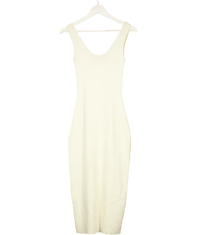 Women's maxi dress retro pop -BOA Cream Heavy Ribbed Racer Maxi Dress UK XS