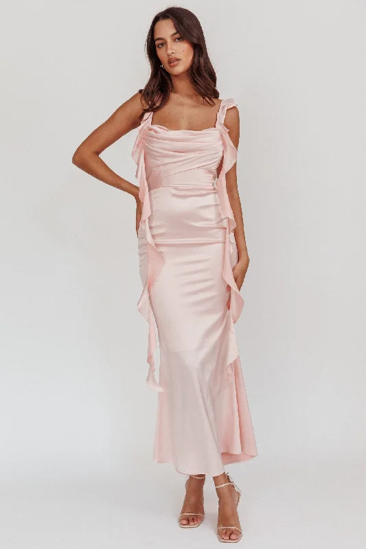 ladies-midi-dress-tall-tide-Blushing Ruffle Trim Midi Dress Baby Pink