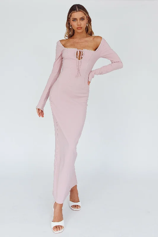 ladies-midi-dress-office-orchid-Samantha Pearl Detailing Midi Dress Blush