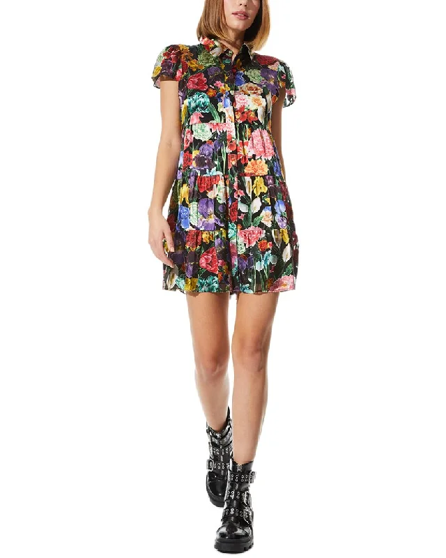 Women's shirt dress break glow -alice + olivia Meeko Tiered Silk-Blend Shirtdress