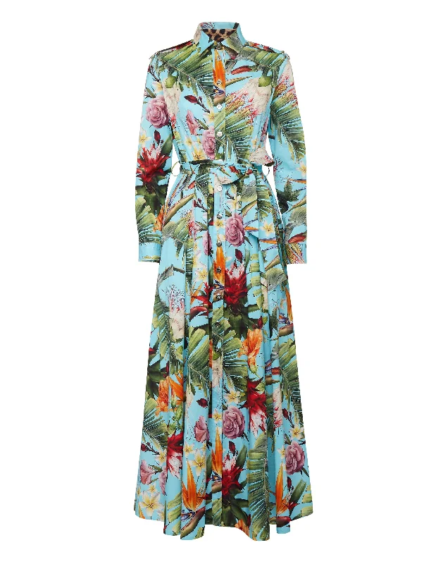 Women's shirt dress task flair -Long Shirt Dress Flowers