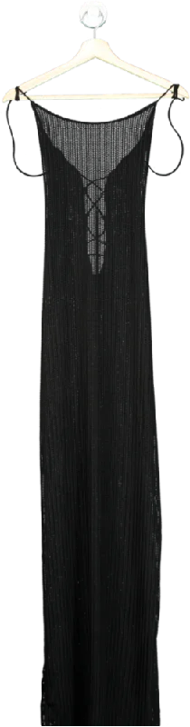 Women's maxi dress ochre glow -White Fox Black Ribbed Maxi Dress UK M