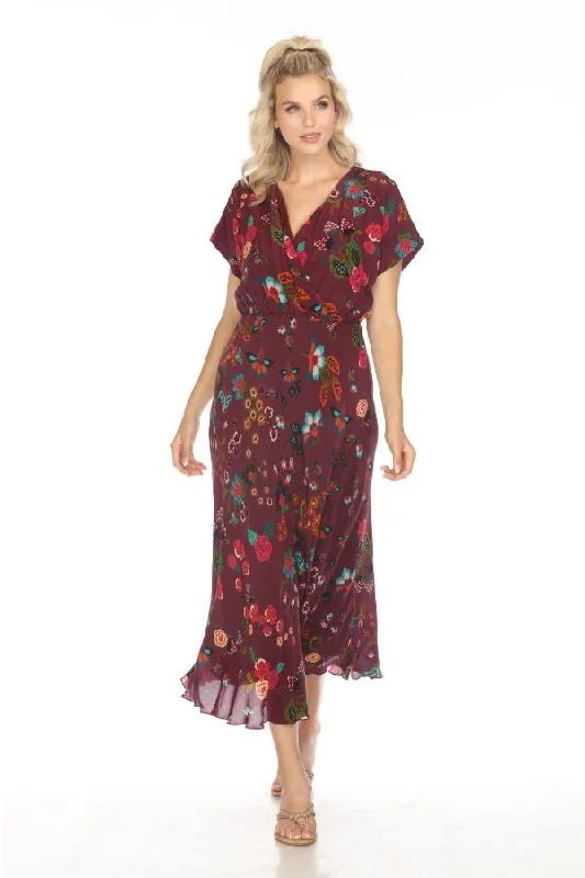 Women's maxi dress loud glow -Johnny Was Adriana Connie Silk Maxi Dress C30623BO Boho Chic