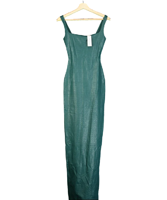 Women's maxi dress full chic -Naked Wardrobe Green Vegan Leather Croc Tank Maxi Dress UK XS