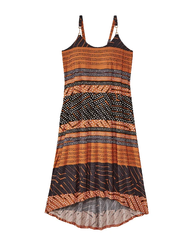 Women's maxi dress luxe glow -Akron Sleeveless Maxi Dress | Brown / Orange