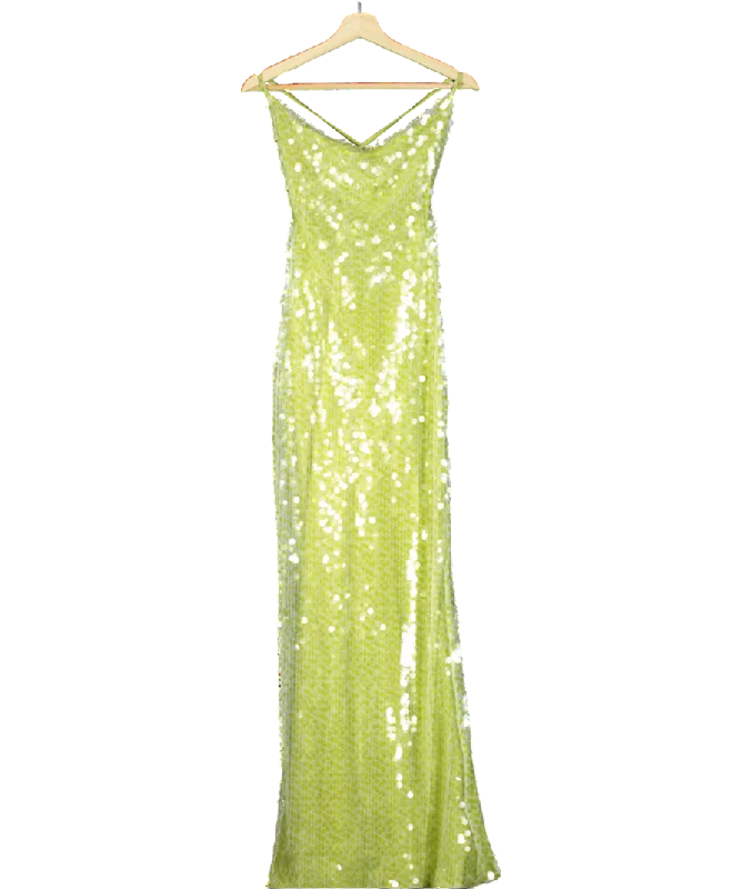 Women's maxi dress hub glow -caramella Sequin Backless Maxi Dress In Emerald Green UK 8