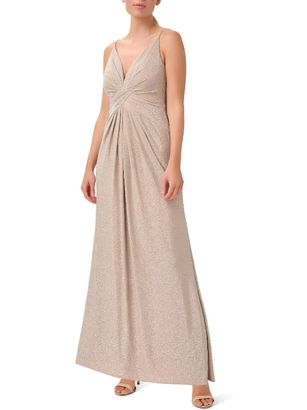 Women's maxi dress shine pop -Womens Metallic Maxi Evening Dress