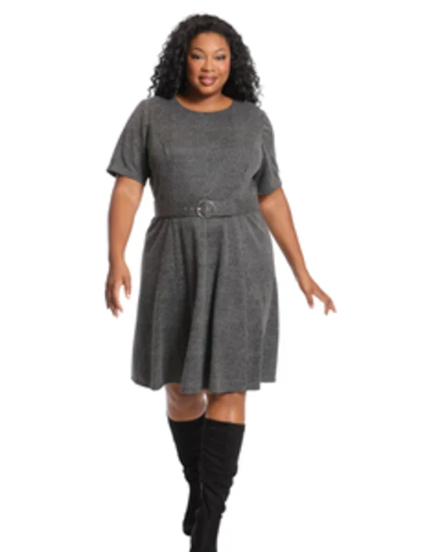 ladies-flared-dress-glam-glow-Jordan Fit and Flare Dress | CHARCOAL HEATHER