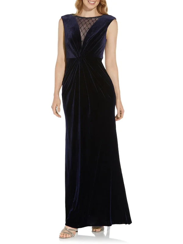 Women's maxi dress sprout pop -Womens Velvet Maxi Evening Dress