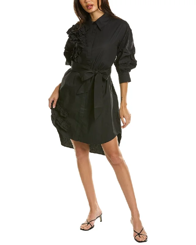 Women's shirt dress date glow -Gracia Ruffle Shirtdress