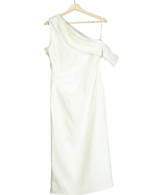 Women's maxi dress sway chic -Karen Millen White Tailored One Shoulder Folded Maxi Dress UK 8