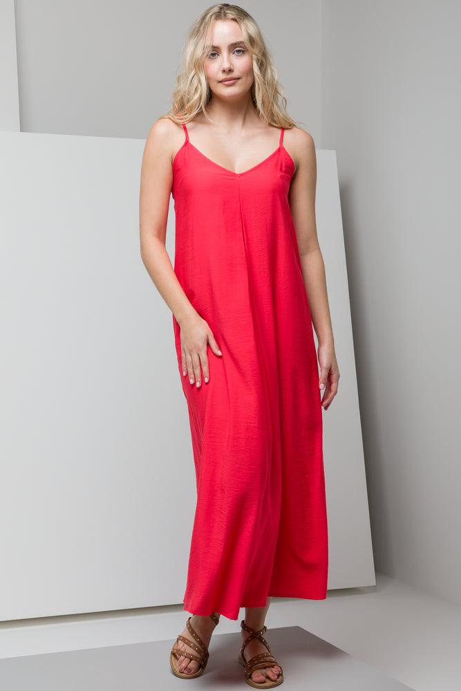 Women's maxi dress ease pop -Strappy A-Line Maxi Dress Red