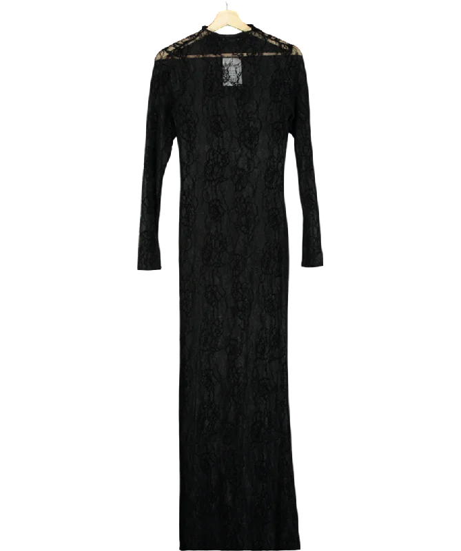 Women's maxi dress ochre glow -Good American Black Lace Maxi Dress UK 6