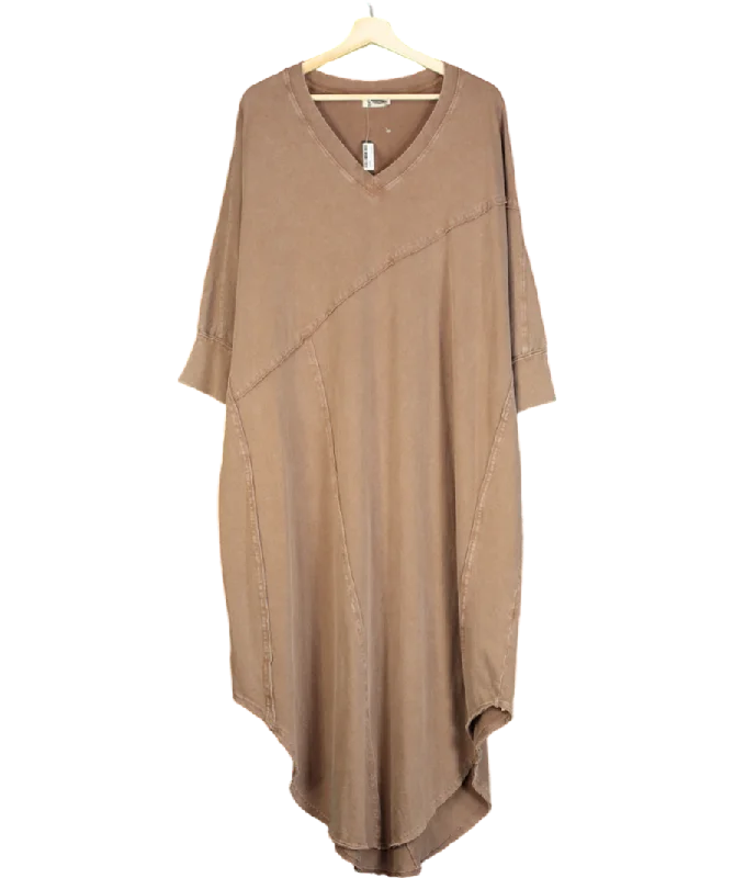 Women's maxi dress raw chic -Free People Brown Cotton Maxi Dress UK XS